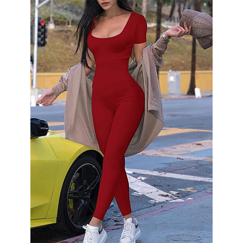 Amazon 2025 jar a leto nové zahraničné obchodné európske a americké dámske módne sexy krátke rukávy slim hip nohavice