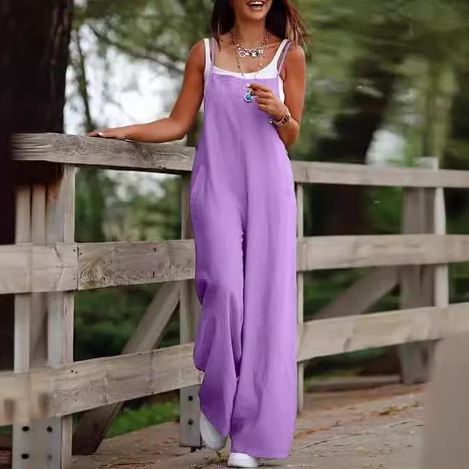 Bretele de buzunar casual pentru femei europene și americane transfrontaliere, vara 2024, culoare solidă, noi