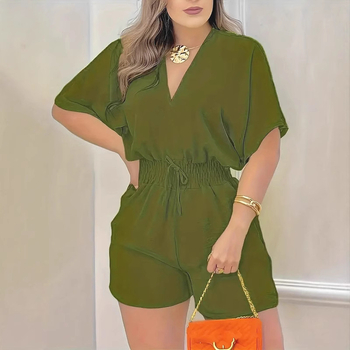 Îmbrăcăminte nouă pentru femei transfrontaliere din Europa și America, de primăvară și vară, cea mai bine vândută salopetă casual cu decolteu în V de pe Amazon