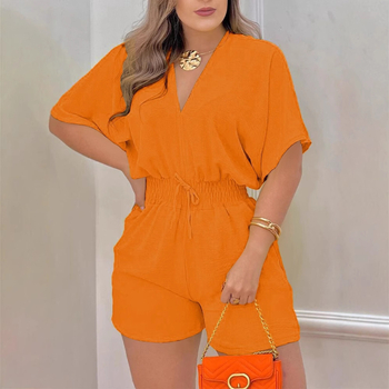 Îmbrăcăminte nouă pentru femei transfrontaliere din Europa și America, de primăvară și vară, cea mai bine vândută salopetă casual cu decolteu în V de pe Amazon