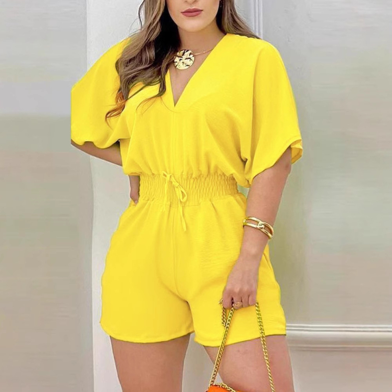 Îmbrăcăminte nouă pentru femei transfrontaliere din Europa și America, de primăvară și vară, cea mai bine vândută salopetă casual cu decolteu în V de pe Amazon