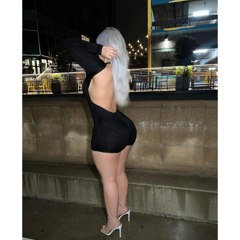 GL6687 Amazon, salopetă transfrontalieră pentru femei europene și americane, sexy, confortabilă, sport, culoare solidă, mânecă lungă, fără spate