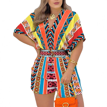 T9047 Amazon AliExpress 2023 Letný nový európsky a americký cezhraničný voľný ležérny potlačený overal