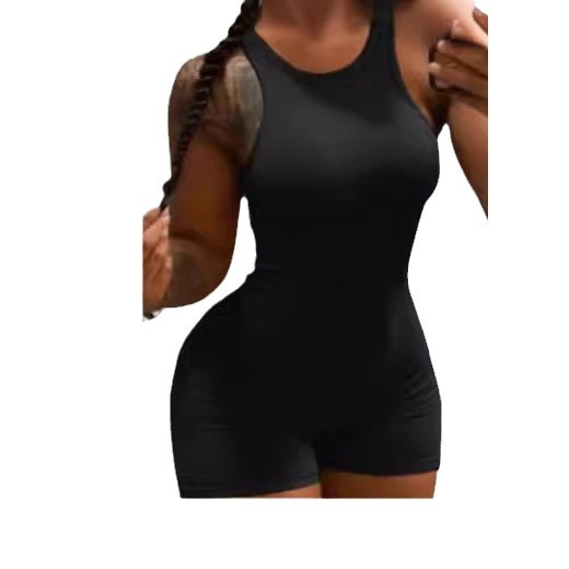 D2183 cezhraničný európsky a americký Amazon nový jarný a letný vysoko elastický jednofarebný pohodlný overal s malými jamkami