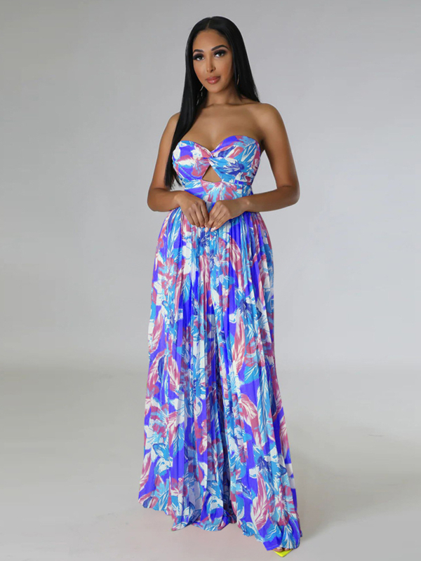 2024 Salopă plisată cu talie înaltă, fără mâneci, înfășurată la piept, pentru femei europene și americane, de vară, versatilă