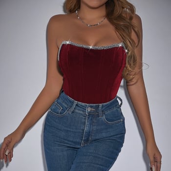 Európske a americké cezhraničné dámske oblečenie z vysoko kvalitného zamatu s diamantovým rúrkovým vrchom, štíhly zoštíhľujúci overal s jednofarebným vzorom Fishbone 60755