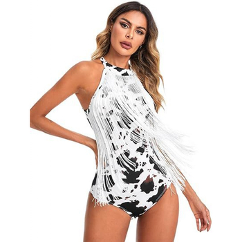 Europietiškas ir amerikietiškas tarpvalstybinis margintas kutais maudymosi kostiumėlis be rankovių, liemenė su kutais, seksualus maudymosi kostiumėlis atvirais pečiais