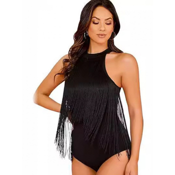 Europietiškas ir amerikietiškas tarpvalstybinis margintas kutais maudymosi kostiumėlis be rankovių, liemenė su kutais, seksualus maudymosi kostiumėlis atvirais pečiais