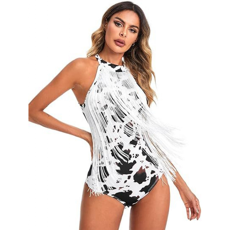 Europietiškas ir amerikietiškas tarpvalstybinis margintas kutais maudymosi kostiumėlis be rankovių, liemenė su kutais, seksualus maudymosi kostiumėlis atvirais pečiais