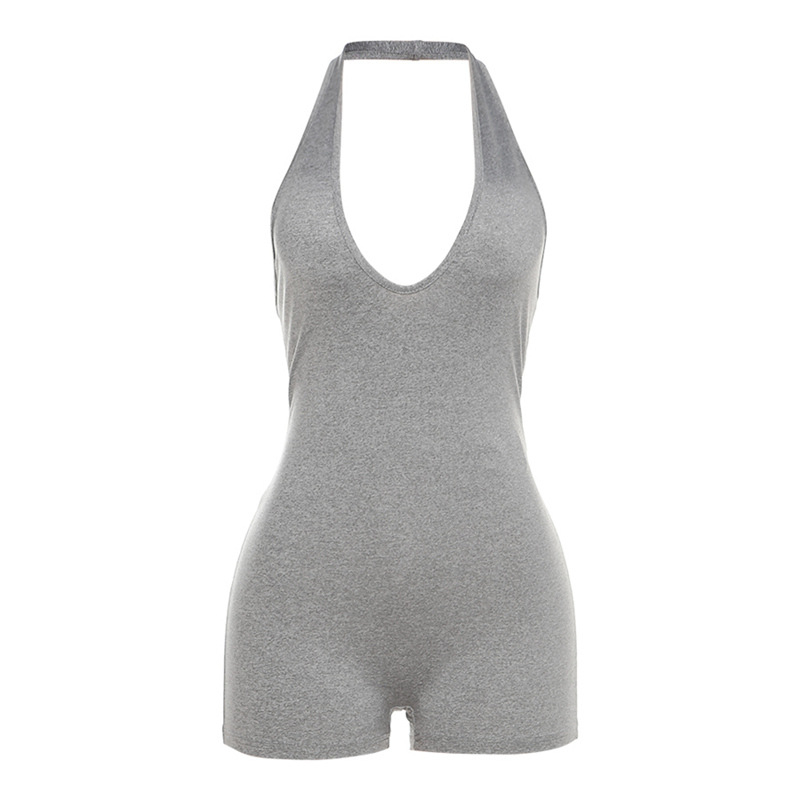 Ευρωπαϊκό και Αμερικανικό Στυλ 2024 Καλοκαίρι Νέο Γυναικείο Μονόχρωμο Σέξι Αμάνικο Στολές με Βαθύ V και Ψηλή Μέση, Στενή, Jumbo Jumbo