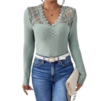 2025 m. tarpvalstybinė Europa ir Amerika, „Amazon“ nėriniuotos tuščiavidurės seksualios moteriškos ilgomis rankovėmis, nėriniuotos žakardo megztos ilgomis rankovėmis, didmeninė prekyba