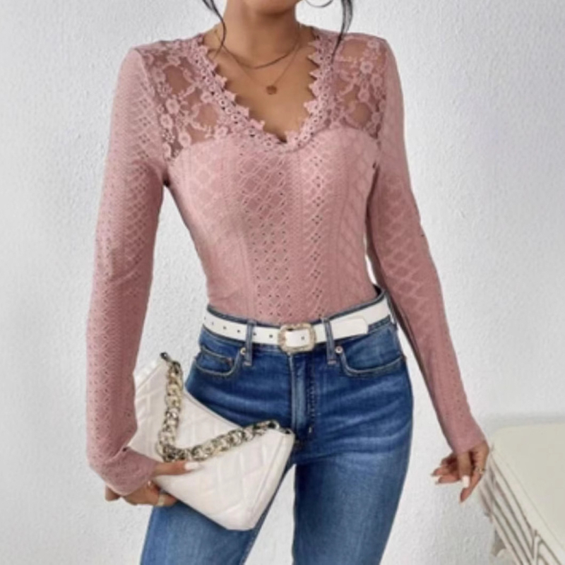 2025 m. tarpvalstybinė Europa ir Amerika, „Amazon“ nėriniuotos tuščiavidurės seksualios moteriškos ilgomis rankovėmis, nėriniuotos žakardo megztos ilgomis rankovėmis, didmeninė prekyba