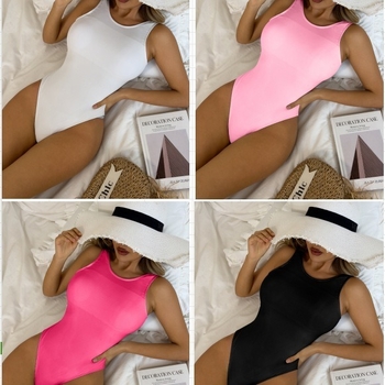 2024. aasta Euroopa ja Ameerika väliskaubanduse uus ühevärviline seksikas ühes tükis ujumistrikoo Amazon AliExpressi seljata õõnes pühadeujumistrikoo