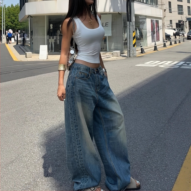 Dámske americké všestranné ležérne široké nohavice s dlhými nohavicami, široký obchod s Amazonkou, rovné džínsy