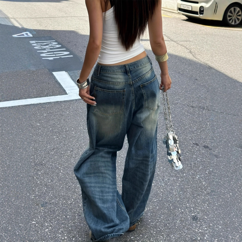 Dámske americké všestranné ležérne široké nohavice s dlhými nohavicami, široký obchod s Amazonkou, rovné džínsy