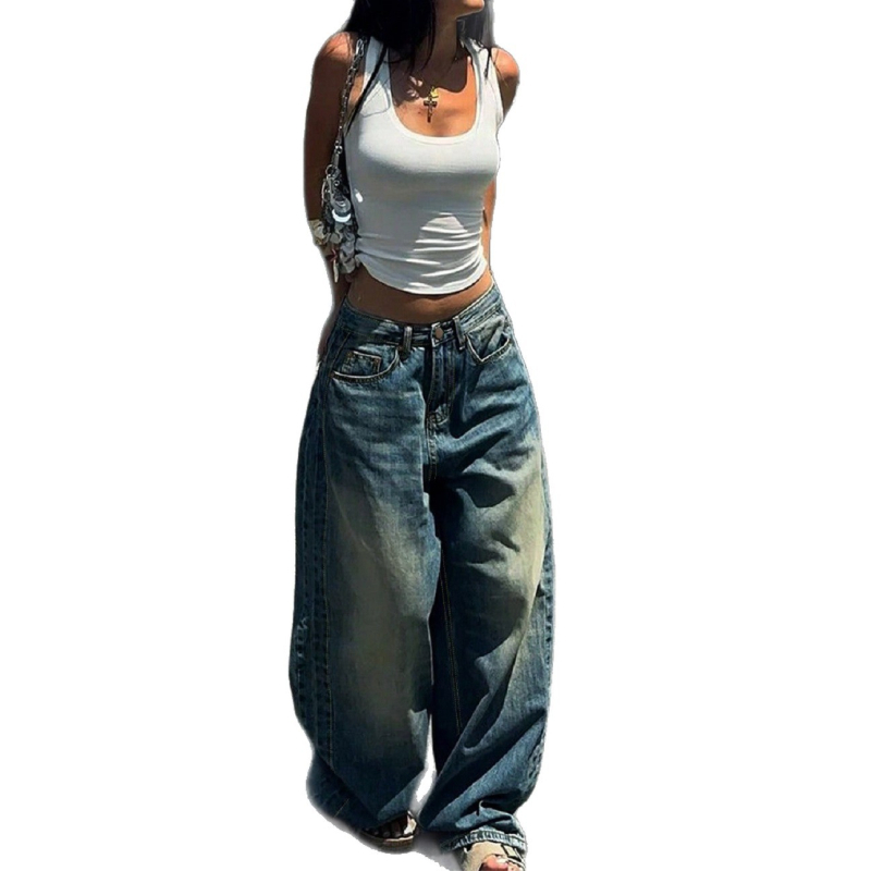 Dámske americké všestranné ležérne široké nohavice s dlhými nohavicami, široký obchod s Amazonkou, rovné džínsy