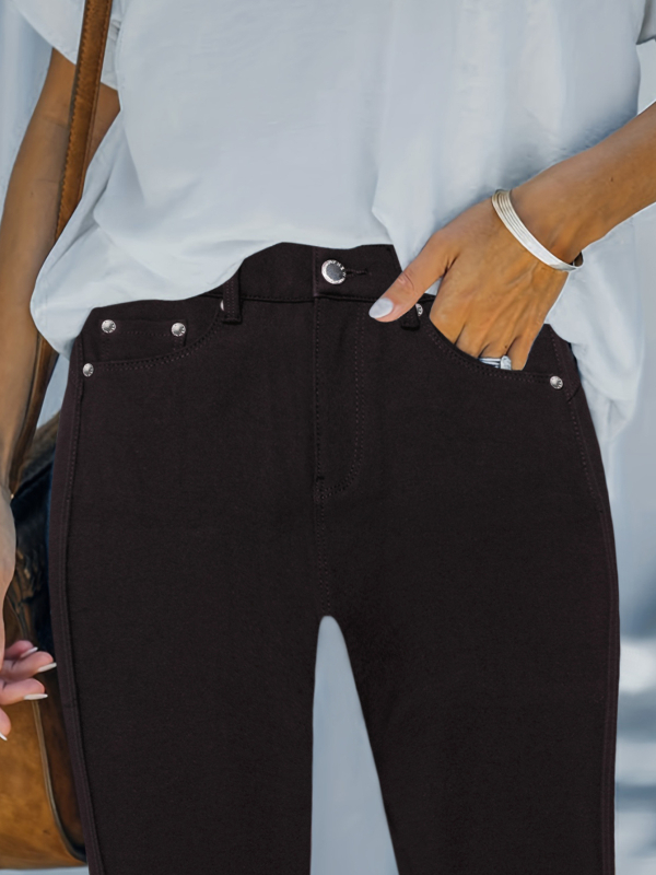 Dámske strečové džínsy s vysokým pásom, úzke džínsy v pouličnom štýle, módne ležérne oblečenie, pevné kovové