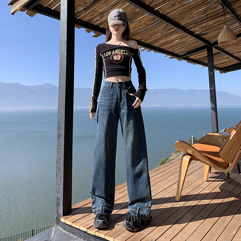 Pantaloni scurți de damă cu model larg, stil Young Orange#, stiluri de blugi cu picior larg, stiluri de slăbire, stiluri de modă, pantaloni all-match