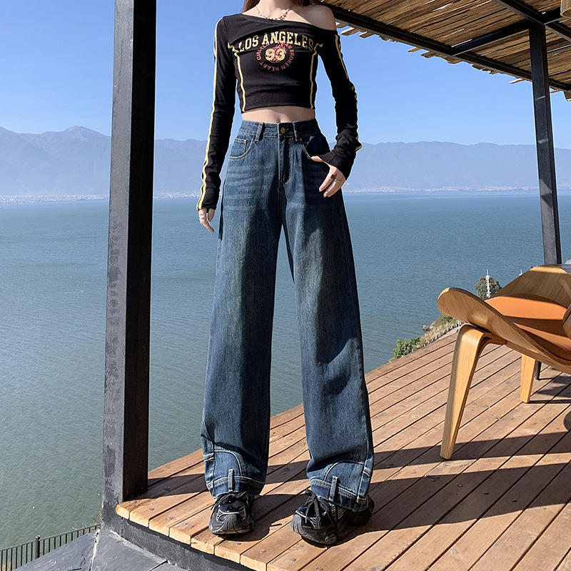 Pantaloni scurți de damă cu model larg, stil Young Orange#, stiluri de blugi cu picior larg, stiluri de slăbire, stiluri de modă, pantaloni all-match