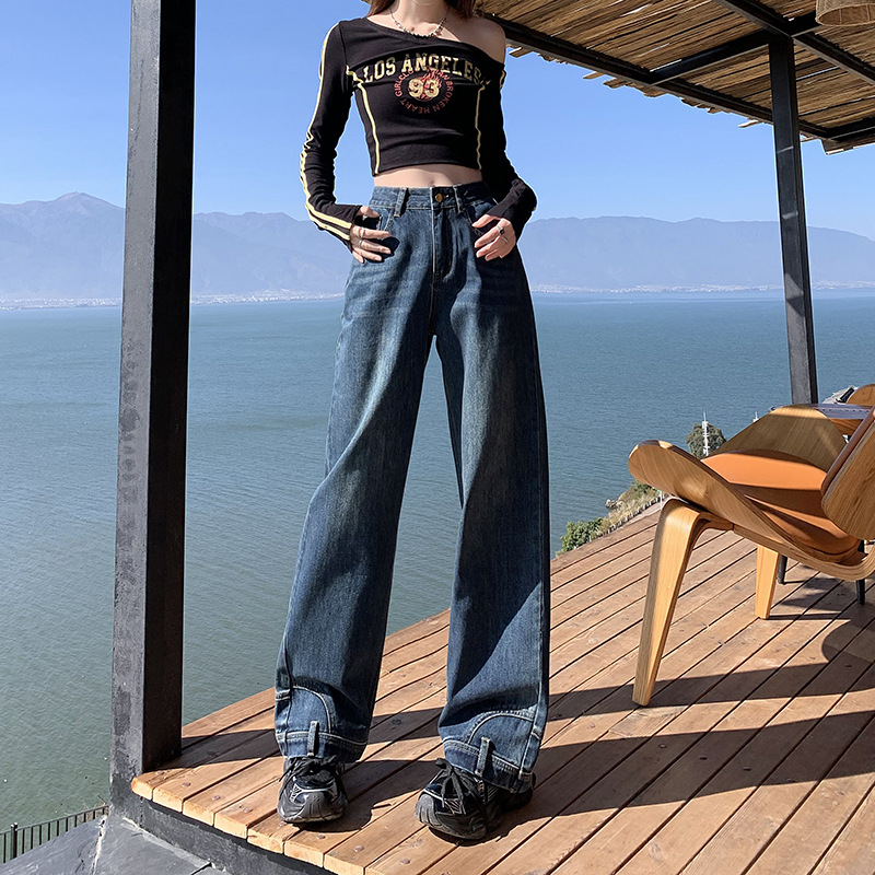 Pantaloni scurți de damă cu model larg, stil Young Orange#, stiluri de blugi cu picior larg, stiluri de slăbire, stiluri de modă, pantaloni all-match