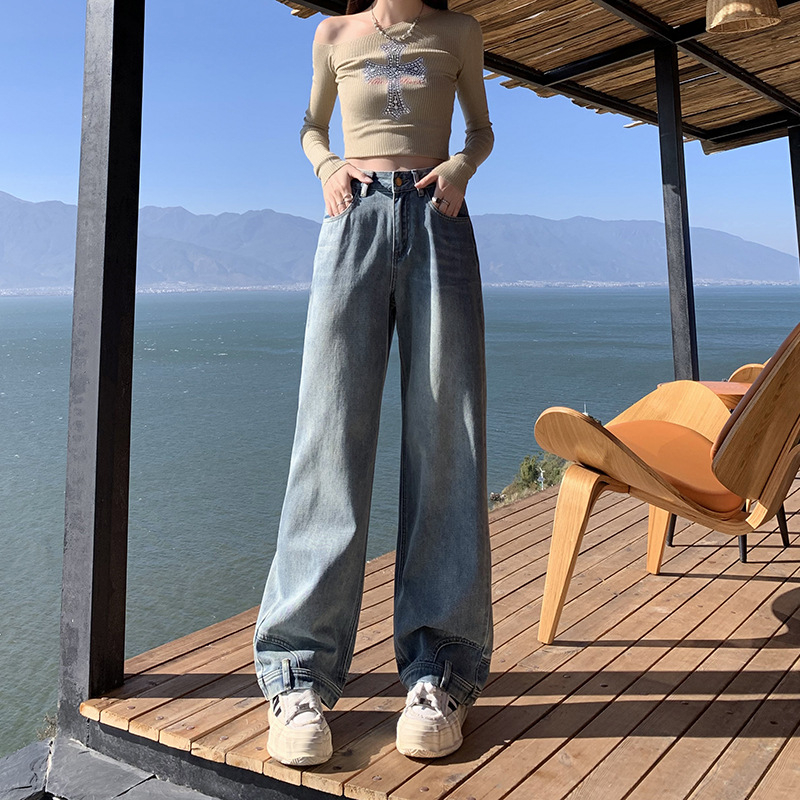 Pantaloni scurți de damă cu model larg, stil Young Orange#, stiluri de blugi cu picior larg, stiluri de slăbire, stiluri de modă, pantaloni all-match