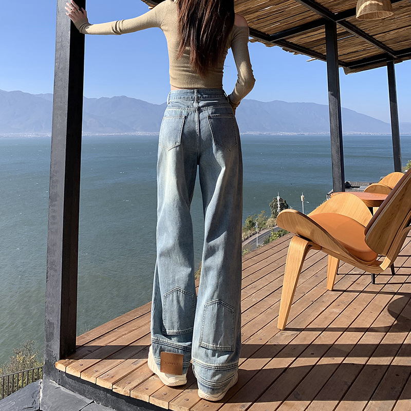 Pantaloni scurți de damă cu model larg, stil Young Orange#, stiluri de blugi cu picior larg, stiluri de slăbire, stiluri de modă, pantaloni all-match