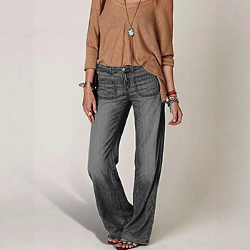 Femei moda comerț exterior retro european și american denim pantaloni casual drepte blugi noi