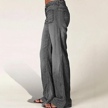 Femei moda comerț exterior retro european și american denim pantaloni casual drepte blugi noi