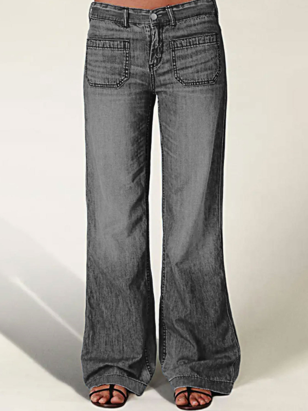 Femei moda comerț exterior retro european și american denim pantaloni casual drepte blugi noi