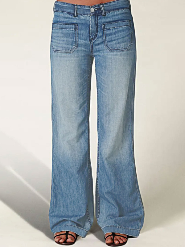 Femei moda comerț exterior retro european și american denim pantaloni casual drepte blugi noi