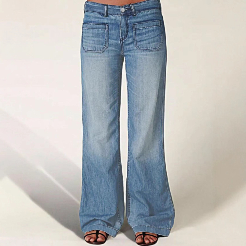 Femei moda comerț exterior retro european și american denim pantaloni casual drepte blugi noi