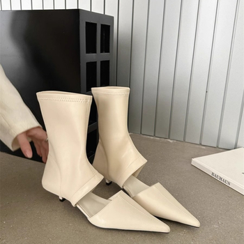 Sandale de vară cu goluri, cizme cu spate gol, la modă, curbate și ascuțite, pentru femei, cizme cu gleznă cu goluri, 2024