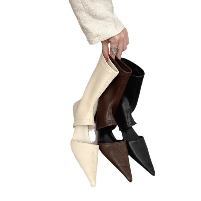 Sandale de vară cu goluri, cizme cu spate gol, la modă, curbate și ascuțite, pentru femei, cizme cu gleznă cu goluri, 2024