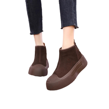 Φθινοπωρινά και Χειμερινά Γυναικεία Παπούτσια Mid-help Casual, Στρογγυλά Δάχτυλα, Κορεάτικα Στυλ, Μπότες από Βαμβάκι με Χοντρό Σόλα και Φόδρα από Φλις, για Μεσήλικες και Ηλικιωμένες Μητέρες, Χιονοπέδιλα