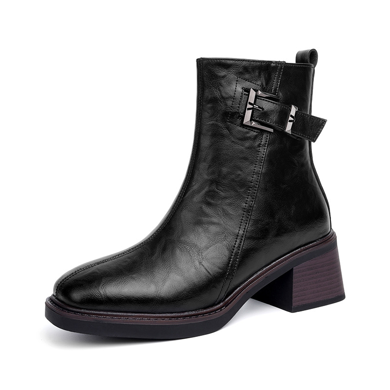 Pohodlné nové jesenné a zimné členkové čižmy, retro martinské čižmy s hrubou podrážkou a vysokým podpätkom, módne členkové čižmy s hrubým podpätkom pre ženy