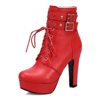 Μπότες μεγάλου μεγέθους 40-50 Εξαγωγές διασυνοριακών ψηλοτάκουνων μπότες Γυναικείες φθινοπωρινές νέες γυναικείες μπότες Κοντές μπότες με αγκράφα ζώνης και πριτσίνια με χαμηλό ντεκολτέ