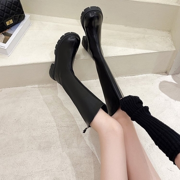 Rytierske čižmy, dámske čižmy po kolená, jeseň a zima 2023, nové extra veľké čižmy s hrubou podrážkou, malé tenké dlhé čižmy