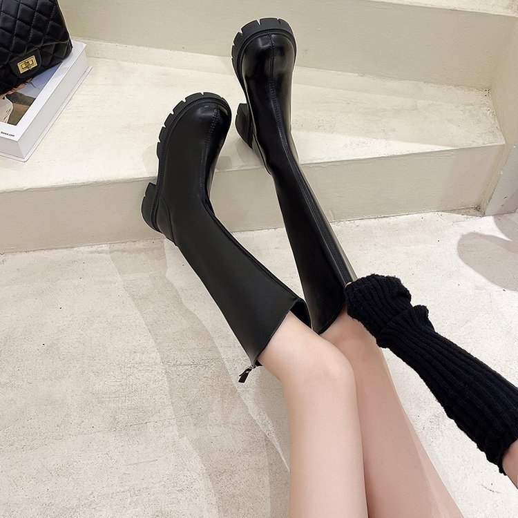 Rytierske čižmy, dámske čižmy po kolená, jeseň a zima 2023, nové extra veľké čižmy s hrubou podrážkou, malé tenké dlhé čižmy