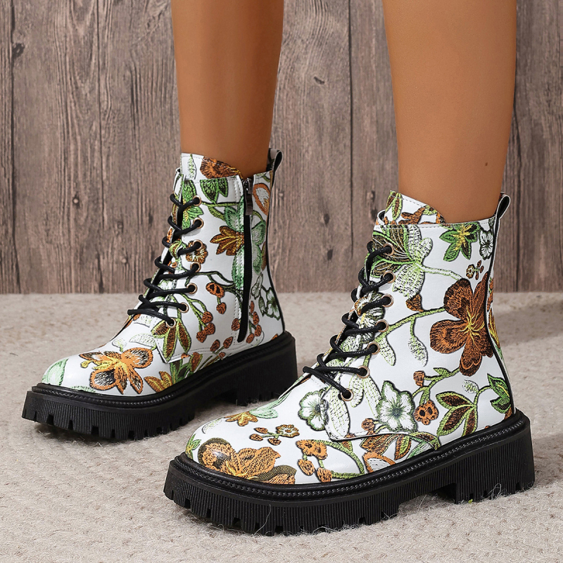 Cizme scurte pentru femei de mărime plus, cu imprimeu pătrat multicolor, cu producători europeni și americani de cizme Martin la modă, în stoc, pentru comerț exterior 2024