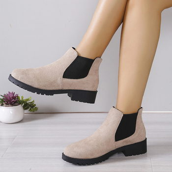 Cizme Martins din piele de căprioară pentru femei 2024 toamna și iarna nou stil britanic cizme scurte comerț exterior plus mărime toc gros vârf rotund cizme Chelsea