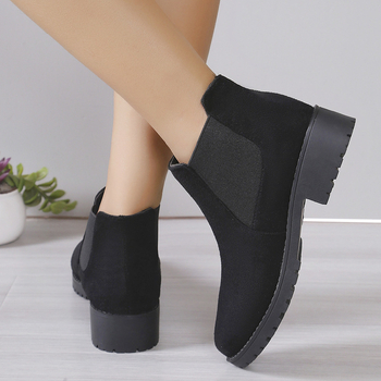 Cizme Martins din piele de căprioară pentru femei 2024 toamna și iarna nou stil britanic cizme scurte comerț exterior plus mărime toc gros vârf rotund cizme Chelsea