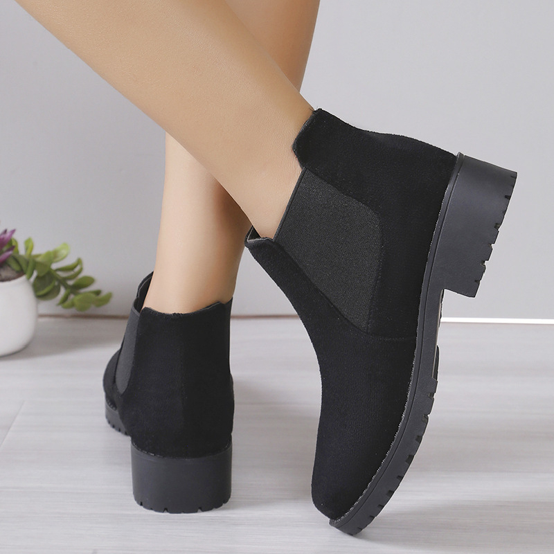 Cizme Martins din piele de căprioară pentru femei 2024 toamna și iarna nou stil britanic cizme scurte comerț exterior plus mărime toc gros vârf rotund cizme Chelsea