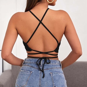 Amazon 2024 Νέο Καλοκαιρινό Στυλ Σέξι, Καθαρό Χρώμα, Κοντό Μπλούζα χωρίς Πλάτη, Σέξι, Μοντέρνο, Σέξι, Ευρωπαϊκό και Αμερικανικό