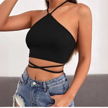 Amazon 2024 Νέο Καλοκαιρινό Στυλ Σέξι, Καθαρό Χρώμα, Κοντό Μπλούζα χωρίς Πλάτη, Σέξι, Μοντέρνο, Σέξι, Ευρωπαϊκό και Αμερικανικό