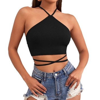 Amazon 2024 Νέο Καλοκαιρινό Στυλ Σέξι, Καθαρό Χρώμα, Κοντό Μπλούζα χωρίς Πλάτη, Σέξι, Μοντέρνο, Σέξι, Ευρωπαϊκό και Αμερικανικό