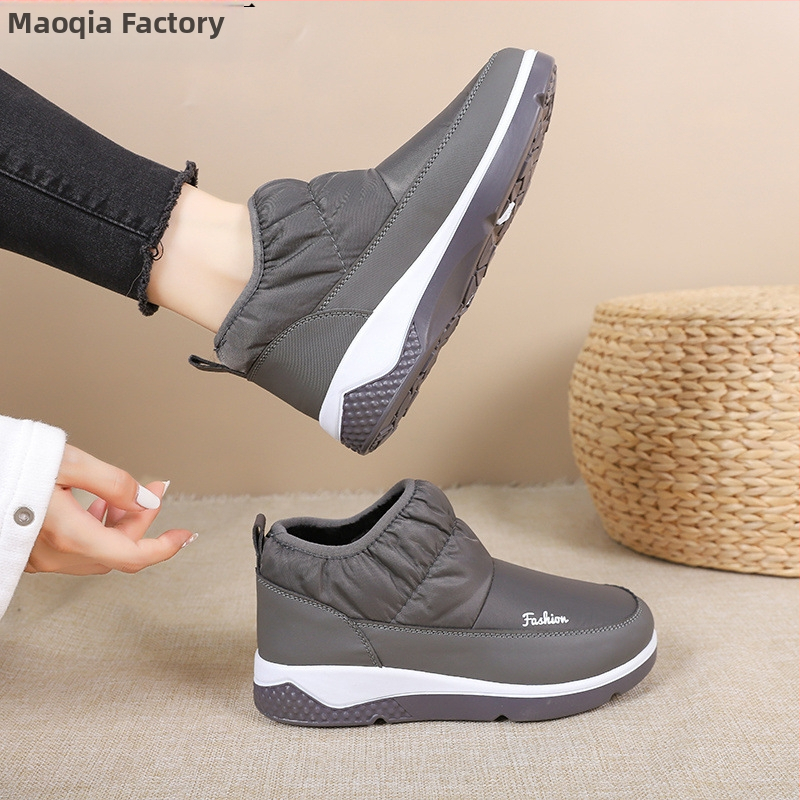 Αδιάβροχα βαμβακερά παπούτσια εργασίας, αυθεντικά γυναικεία βαμβακερά παπούτσια για ηλικιωμένους, με μαλακή σόλα, ελαφριές μπότες χιονιού για μεσήλικες