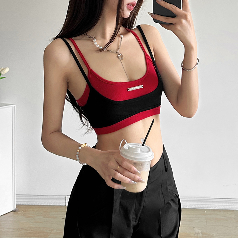 Διασυνοριακό καλοκαιρινό γιλέκο δύο τεμαχίων για γυναίκες, μονόχρωμο, στενό, μοντέρνο, street fashion, σε ευρωπαϊκά και αμερικανικά στυλ, σε διασυνοριακό στυλ 2024