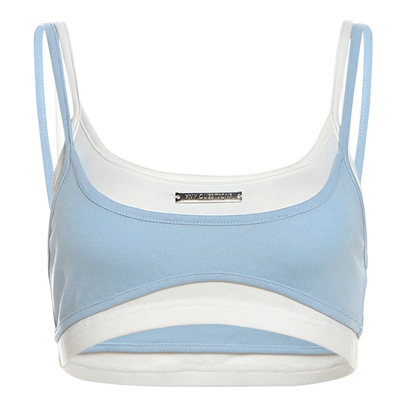 Διασυνοριακό καλοκαιρινό γιλέκο δύο τεμαχίων για γυναίκες, μονόχρωμο, στενό, μοντέρνο, street fashion, σε ευρωπαϊκά και αμερικανικά στυλ, σε διασυνοριακό στυλ 2024