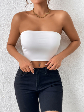 2023 Vestă nouă europeană și americană transfrontalieră sexy buric fără bretele cu un singur cuvânt, fără bretele, care poartă vestă exterioară pentru piept, cu înfășurare, top pentru femei