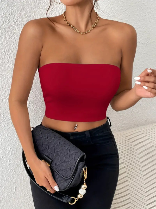 2023 Vestă nouă europeană și americană transfrontalieră sexy buric fără bretele cu un singur cuvânt, fără bretele, care poartă vestă exterioară pentru piept, cu înfășurare, top pentru femei